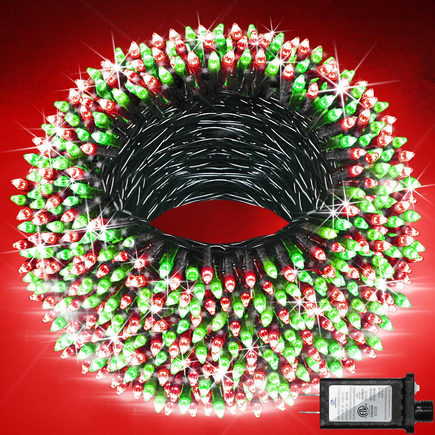 300 LED Red & Green String Lights, 75FT Green Wire Fairy Lights with 12 Modes Dimmable Timer, Spring Decorations for Home, Tree Lights Indoor for Spring Summer Birthday Party Christmas Decorations