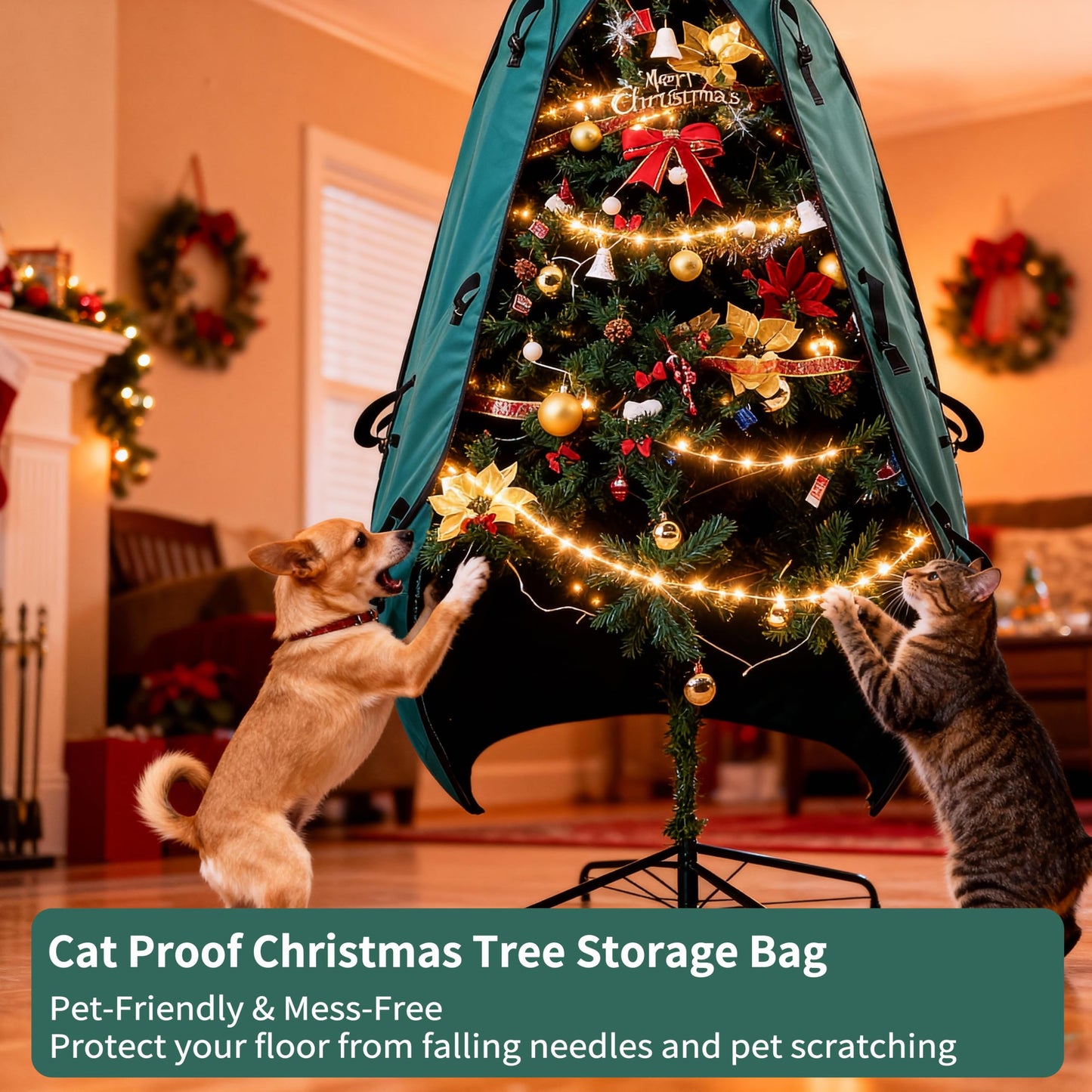 BakCover Upright Christmas Tree Storage Bag 7.5 Ft, Christmas Tree Cover Fit for 6 Ft to 7.5 Ft, Christmas Tree Covers for Upright Storage, Christmas Tree Bag