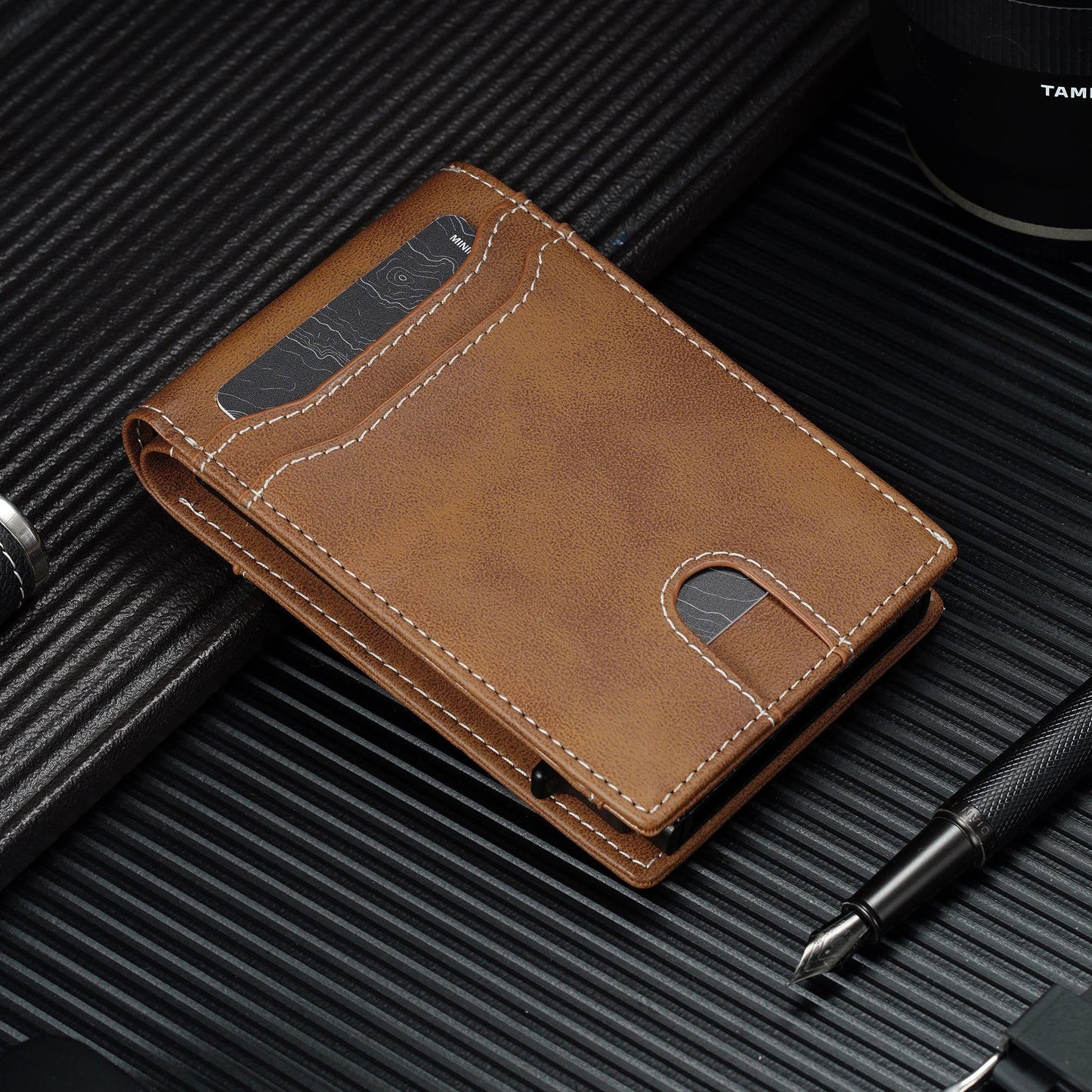 furid Card Wallet For Men Slim: Smart Rfid Minimalist Front Pocket Pop Up Wallet with ID Window - Gifts for Husband Father at Birthday Anniversary