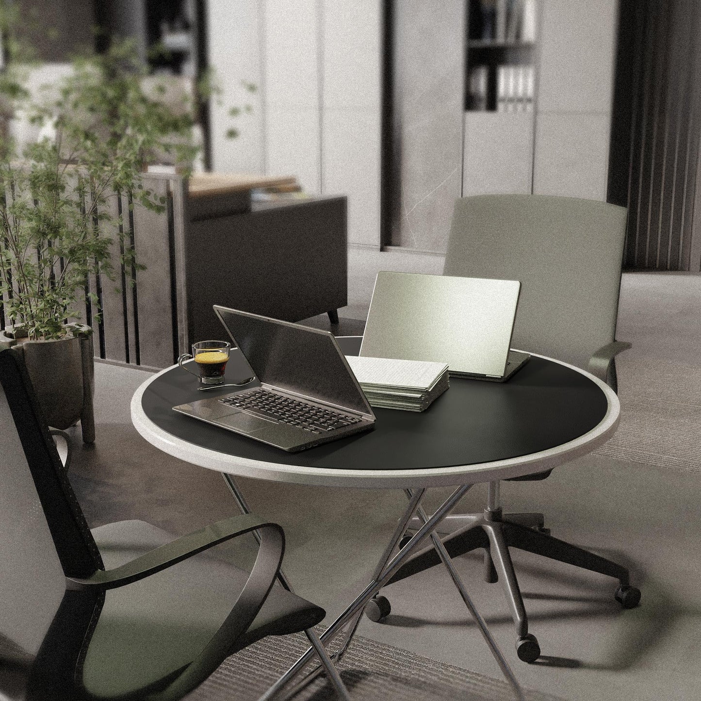 Chihein 30"/762mm/2.5ft Round Placemat with Cork & PU Leather - Can be Cut into Half Circle Dining Table Mat or The Round Table Cover with A Diameter of 24" - 30" (Black)