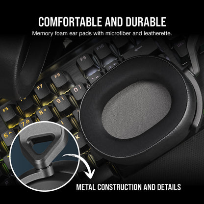 Corsair HS65 Surround Multiplatform Wired Gaming Headset – Dolby Atmos – SonarWorks SoundID – iCUE Compatible – PC, Mac, PS5, PS4, Xbox, Nintendo Switch, Mobile – Carbon
