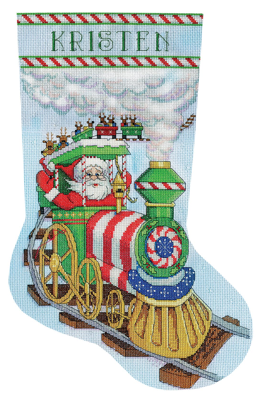 Santa's Train Counted Cross Stitch Stocking Kit