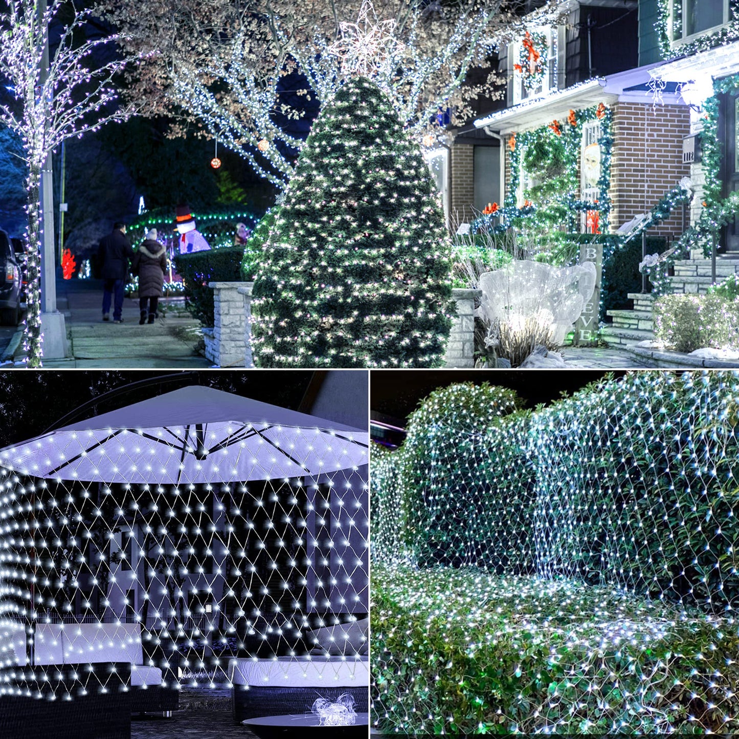 HEYFUNi 192 LED Net Lights Outdoor Mesh Lights,8 Modes Net Light for Bushes Plug in, Waterproof Christmas Net String Light for Bushes Ceiling Wedding Indoor Outdoor(9.8ft x 6.6ft,White)