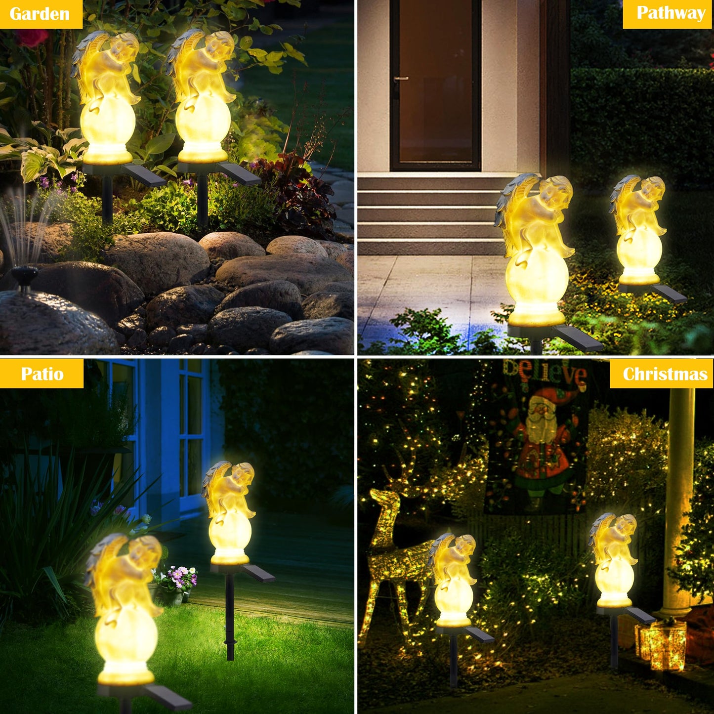 LEAHPENG Solar Angel Garden Lights - Outdoor Decorative Stake Light Waterproof for Yard Patio Pathway Lawn Ornaments Garden Christmas Decorations Angel Gifts