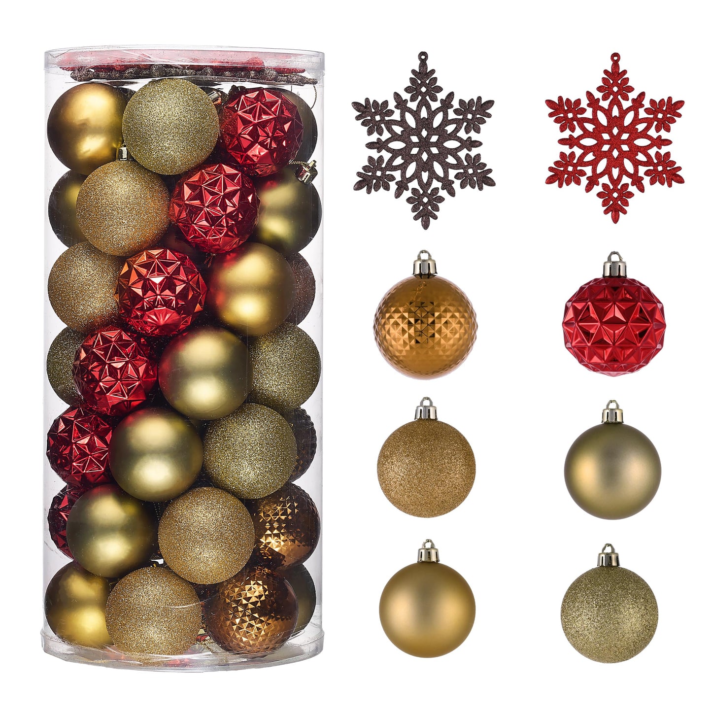 Valery Madelyn Christmas Tree Decorations Ornament Set, 50ct 2 Inches Red and Brown Shatterproof Christmas Ball Ornaments Hanging Xmas Holiday Party Decor