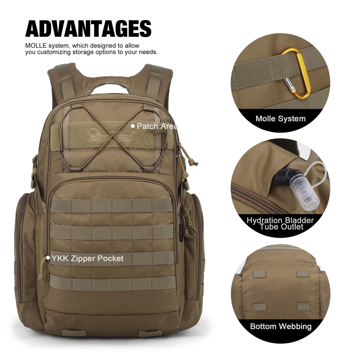 Mardingtop Military Tactical Backpack for Men 40L Molle Rucksack Assault Pack EDC Daypack for Hiking,Travel,Camping, Hunting