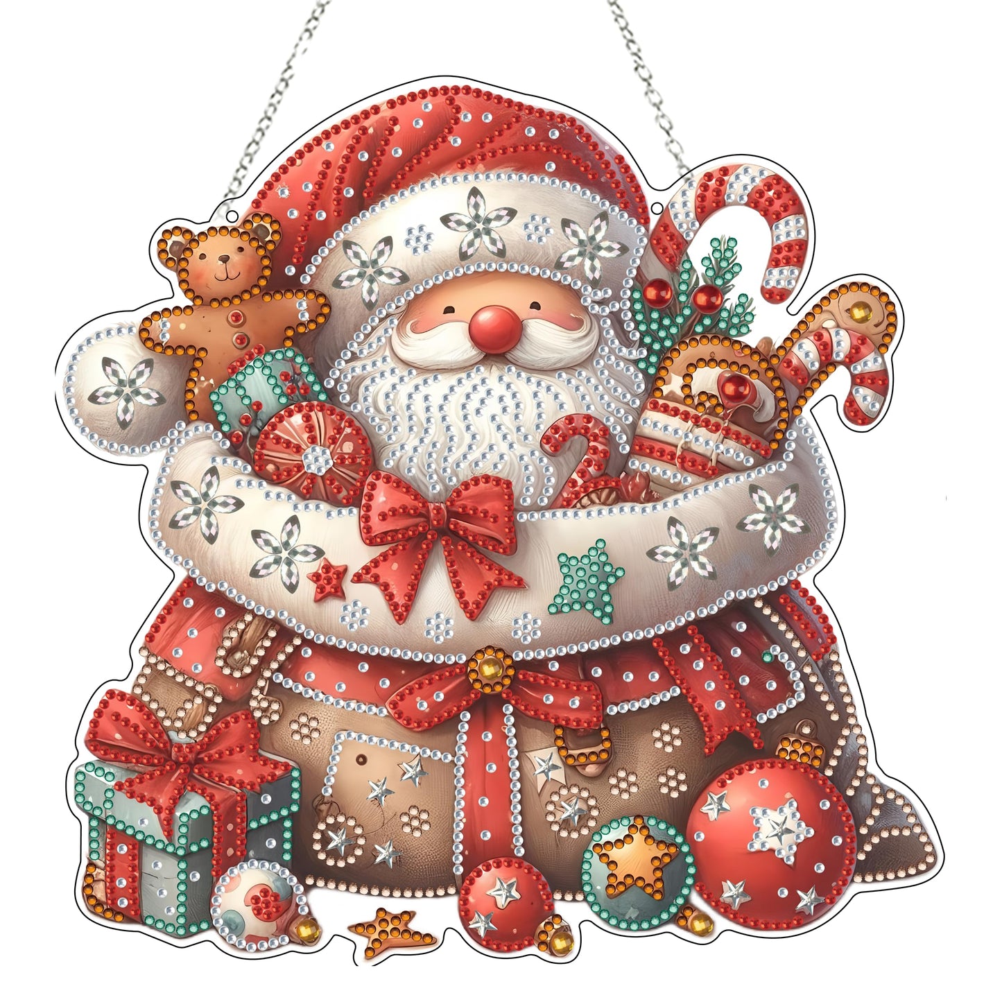 DIY Acrylic Diamond Art Painting Wreath Kits Special Shaped Rhinestone 5D Diamond Art Window Pendants Home Garden Wall Hanging Kits Hanging Ornament (Father Christmas)