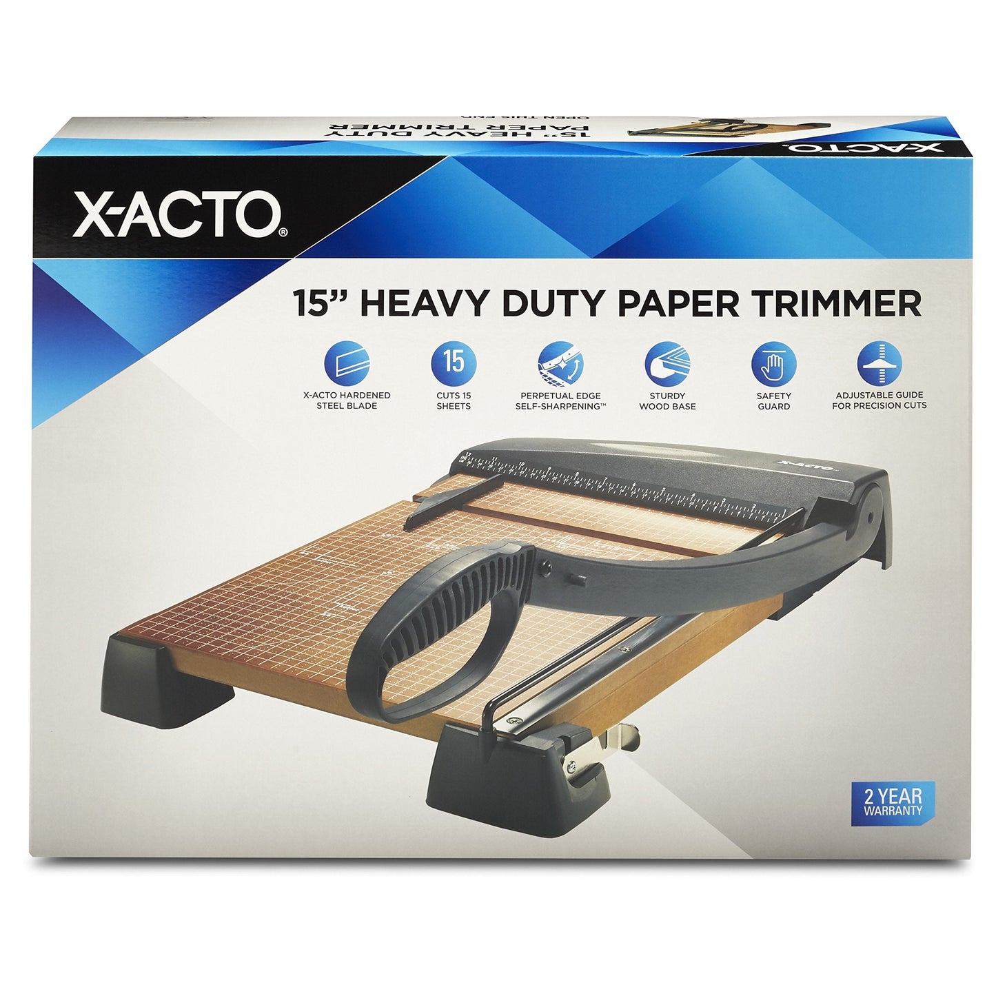 X-ACTO Heavy Duty Wood Guillotine Paper Trimmer, 15" Cutting Surface - Durable, Precise, Designed for School and Work Settings