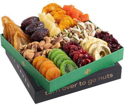 Fathers Day Dried Fruit & Nuts Gift Basket - Fresh Dried Fruit & Nuts Gift Basket - Food Gift Box for Dad, Him, Husband, Christmas, Father's Day, Mother's Day, Sympathy, Family, Men & Women