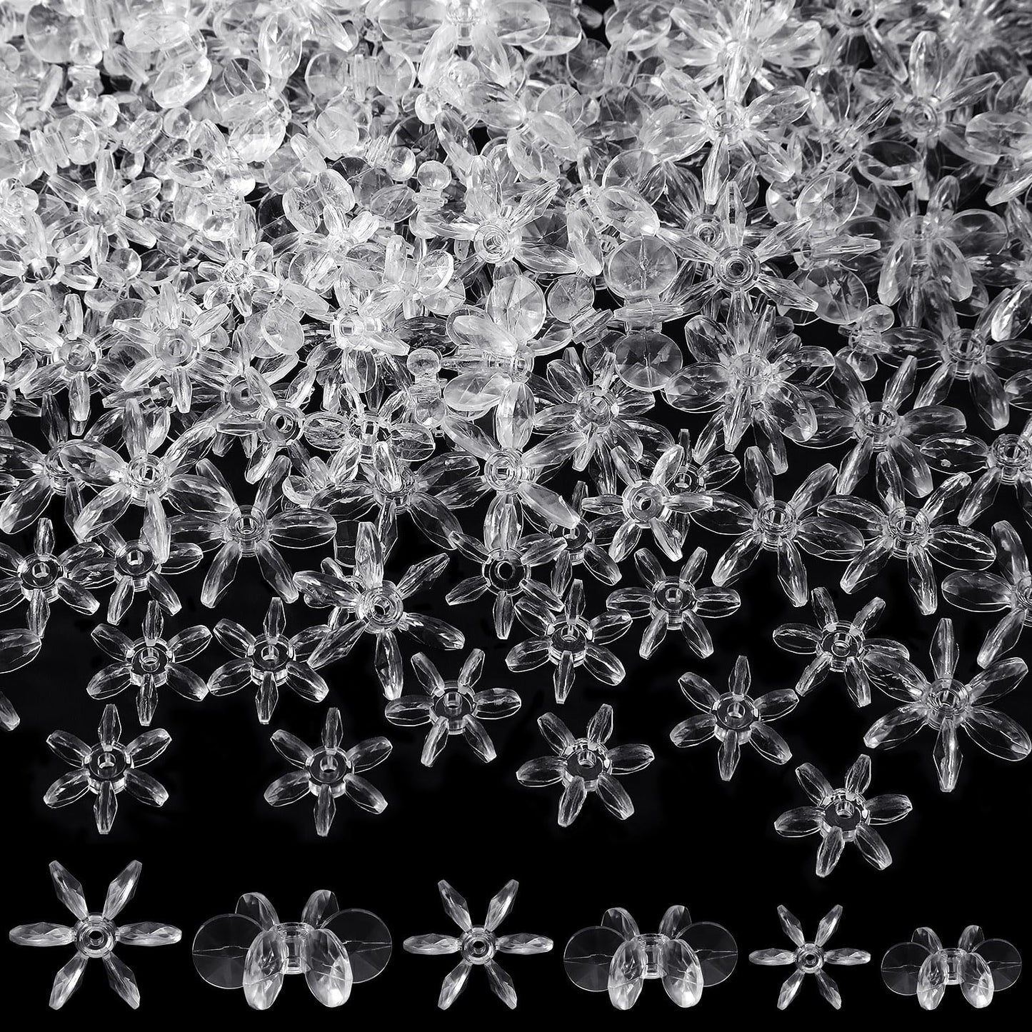 Augshy Christmas Beaded Ornament Kit, 400pcs Crystal Transparent Sunburst Beads Snowflake Clear Beads Bulk for Jewelry Making DIY Crafts Christmas Tree Wreath Candy Cane Holiday Decorations
