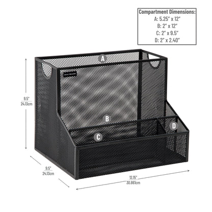 Mind Reader Desktop Organizer, Vertical File Storage, Letter Size, Office, Metal Mesh, 12.15" L x 9.5" W x 9.5" H, Black