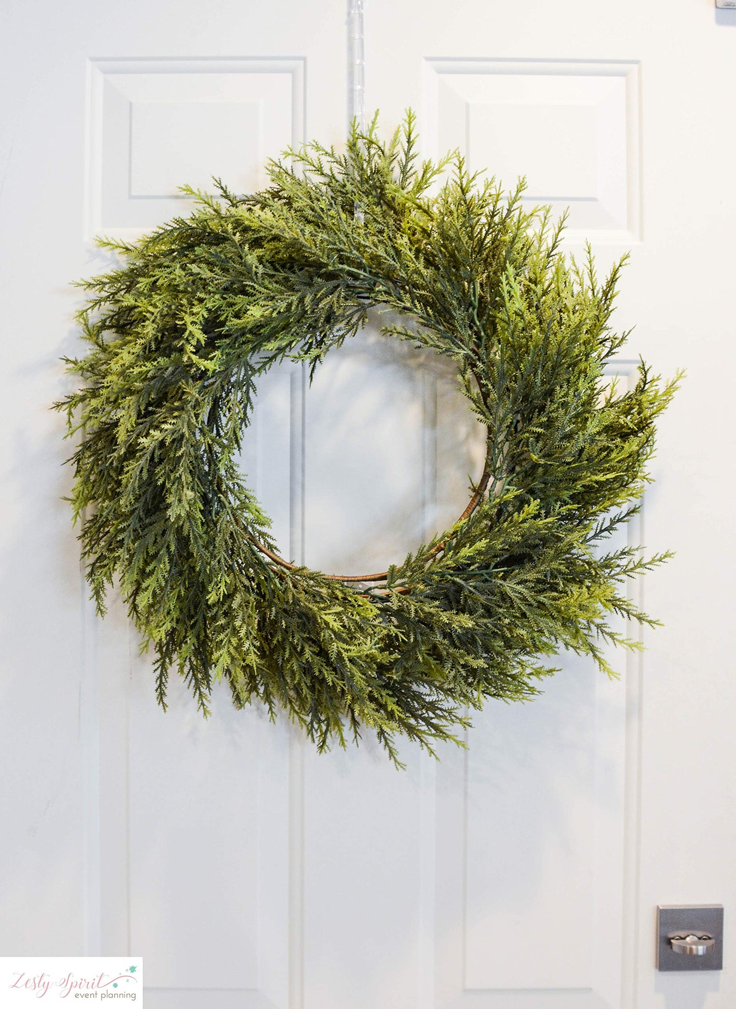 Admired by Nature 25" Faux Chinese Cedar Holiday Christmas Wreath for Front Door Home Decor, Wall Christmas Décor Indoor/Outdoor Winter Wreath - Green