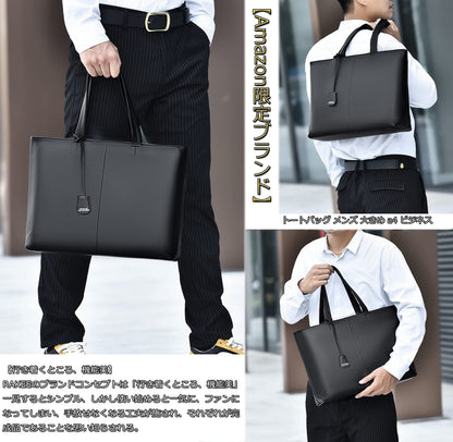 FSD.WG Men's Tote Bag,Business Bag, Leather Briefcase,Elegant Leather（PU）,Large Capacity,Black