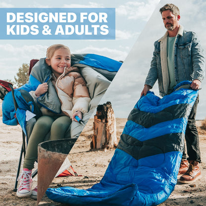 MalloMe Sleeping Bags for Adults Cold Weather & Warm - Backpacking Camping Sleeping Bag for Kids, Girls, Boys - Lightweight Camping Essentials Gear Accessories Hiking Sleep Must Haves Single & Double