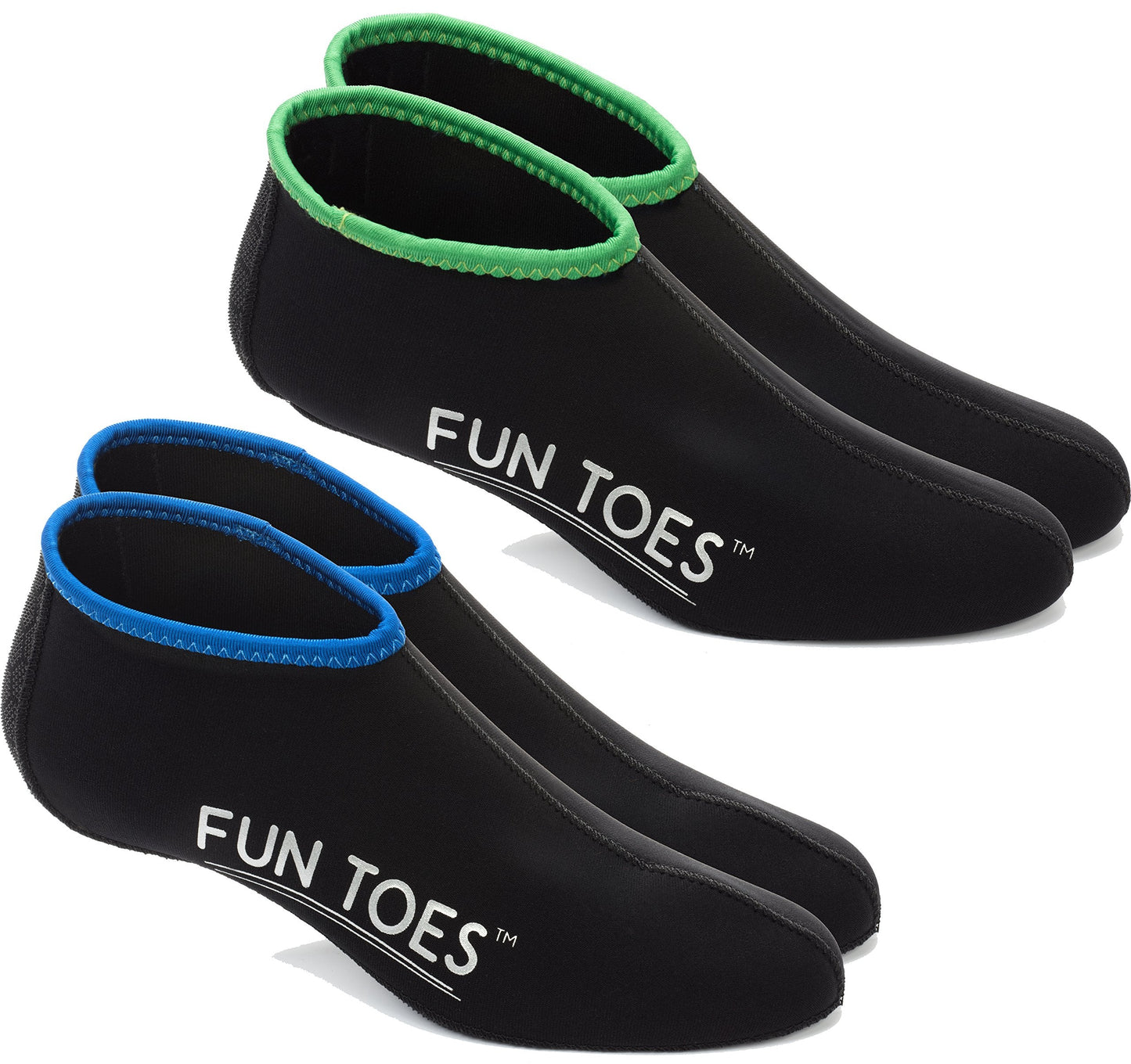 FUN TOES Neoprene Socks for Water Sports for Women & Men - 2 PAIRS of Snorkel Fin Socks for Scuba Diving, Snorkeling, Paddling, Boarding, Jetskiing & More 2.5MM (Black, M Men 7-8.5 Women 8.5-10)