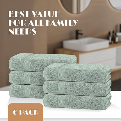White Classic Wealuxe Green Bath Towels 24x50 Inch, Cotton Towel Set