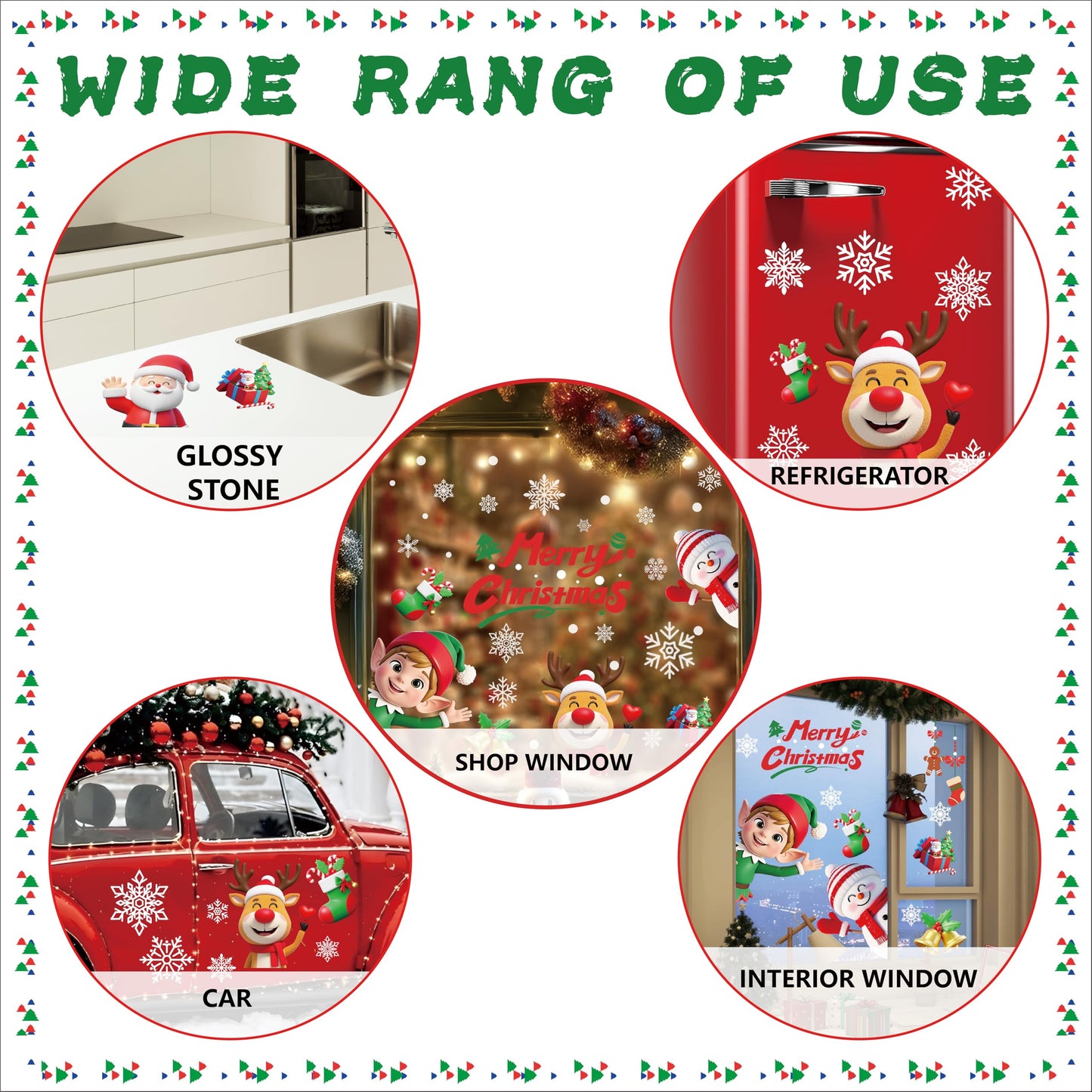 T&W SAME FILM 117 PCS Christmas Window Clings Stickers for Glass, Window, Car Decor, Xmas Decals Decorations Holiday Snowflake Santa Claus Reindeer Decals for Party, Reusable