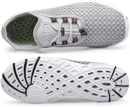 DOUSSPRT Men's Water Shoes Quick Drying Sports Aqua Shoes Grey Size 11