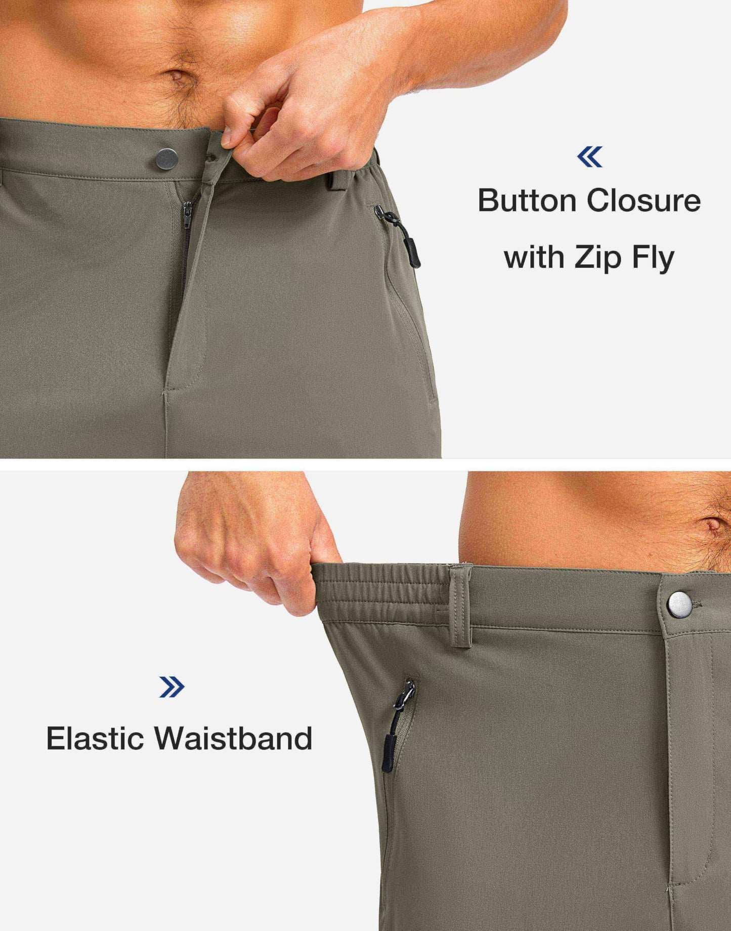Pudolla Men's Hiking Shorts 11" Lightweight Cargo Work Shorts for Men Summer Travel Golf Casual Outdoor with 5 Pockets(Grey Sage Small)
