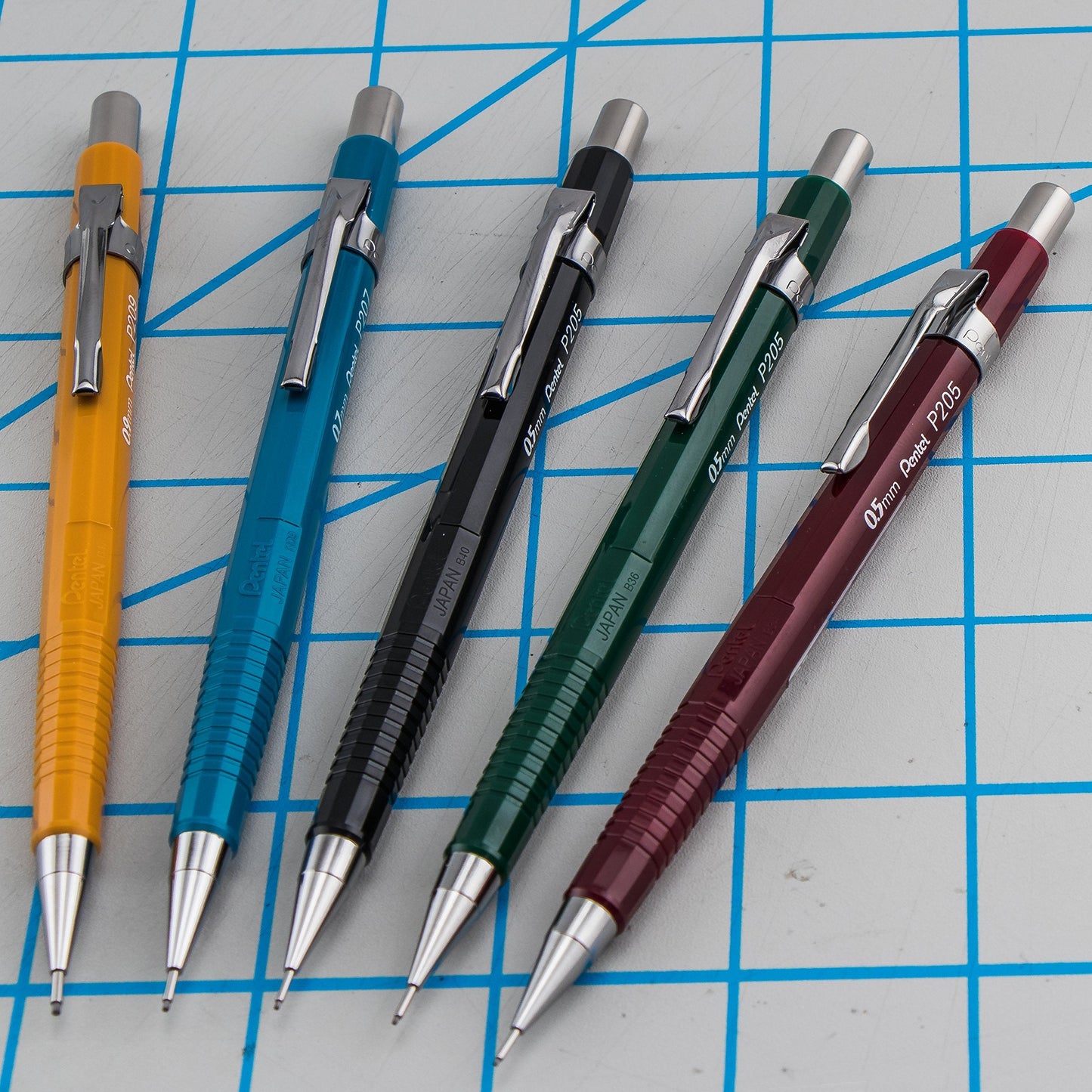 Pentel P207BP2K6 Sharp Mechanical Drafting Pencil, 0.7 mm, Blue Barrel, 2/Pack
