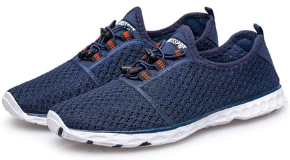 DOUSSPRT Men's Water Shoes Quick Drying Sports Aqua Shoes BlueWhite Size 12.5