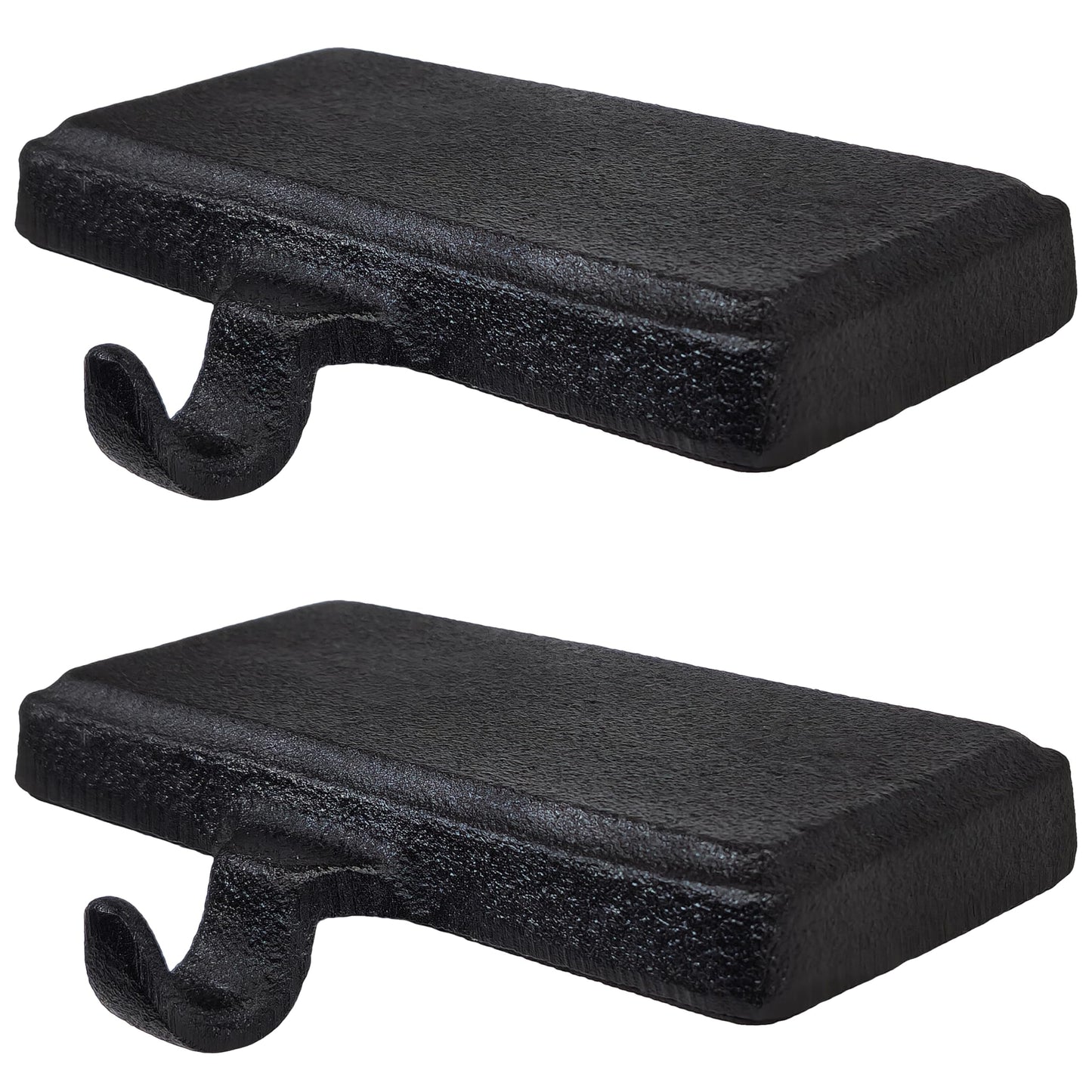 Lulu Decor Black Christmas Stocking Holders for Mantle Set of 2 - Heavy Cast Iron Weighted Strong & Sturdy Low Profile Flat Base Stocking Hooks, Simple Design for Mantle Decor Weighs 2 lbs 10 oz Each