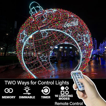 LAMPHOME 66ft Christmas Decorative Mini Lights, 200 LED Transparent Wire Fairy Starry String Lights Plug in, 12 Lighting Modes, for Indoor Outdoor Xmas Tree Wedding Party Decoration (Red+Green)