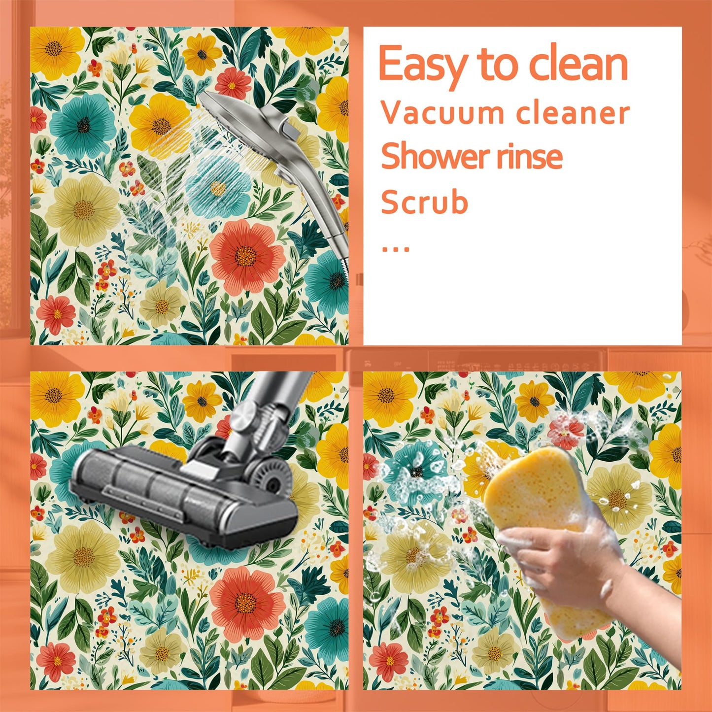 Cute Flowers Leaves Washer and Dryer Covers for the Top,Washing Machine Dust Cover Pad Anti-slip Absorbent Protector Mat for Washer Dryer Home Decor,23.6"x19.7"