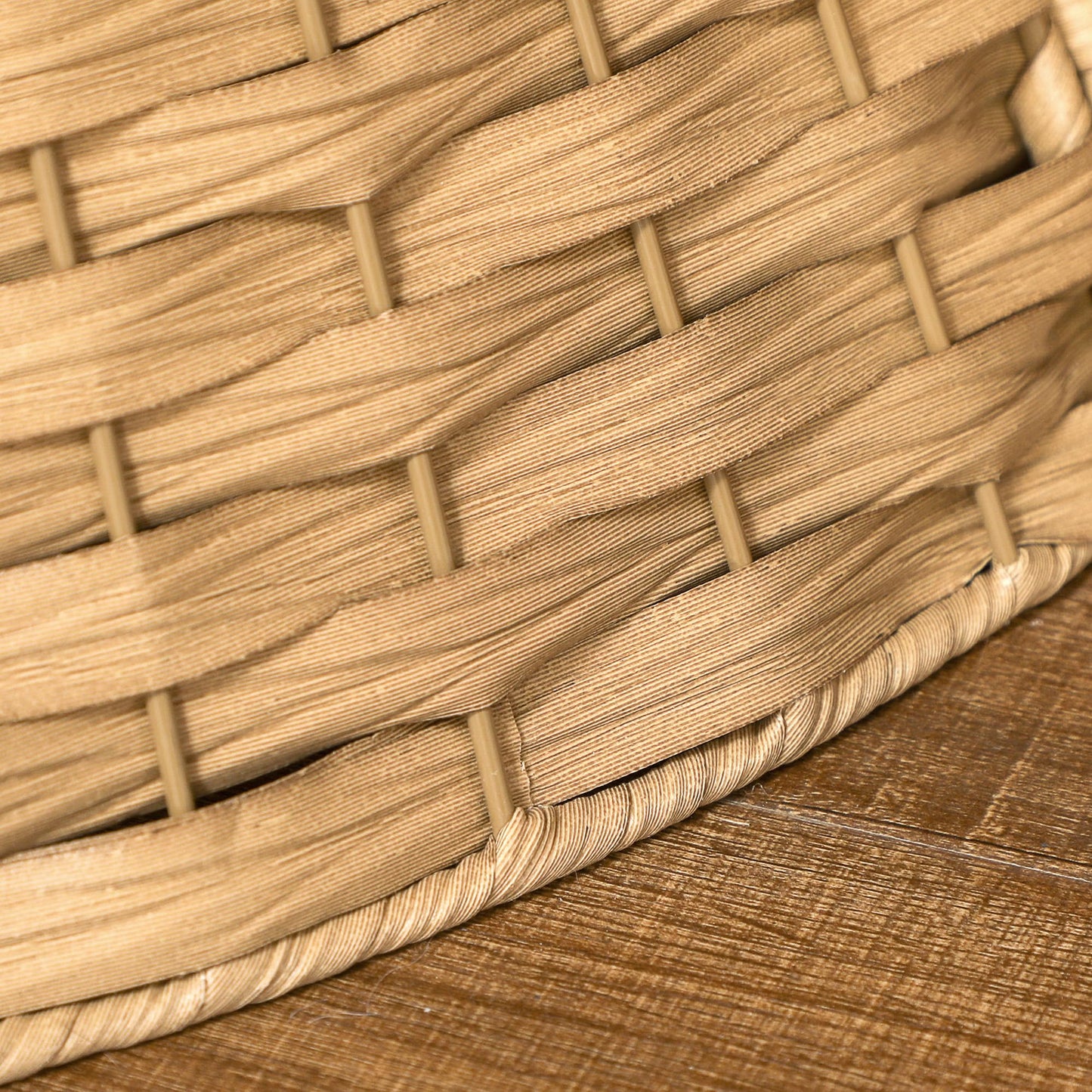 HOMCOM 27 inch Rustic Christmas Tree Collar, Plastic Woven Christmas Tree Skirt, Base Cover for Party, Holiday, Home Decoration, Natural