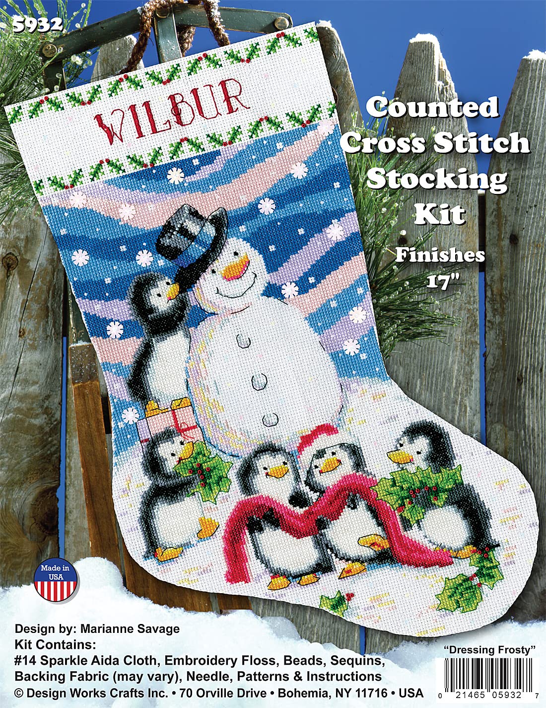 Design Works Crafts Dressing Frosty Counted Cross Stitch Stocking Kit, by The Yard