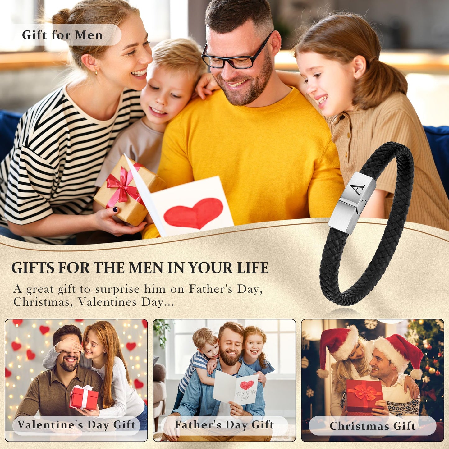 Leather Bracelet for Men - Unique Christmas & Birthday Gifts