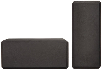 Amazon Basics Non-Slip Yoga Blocks, Set of 2, Deepen Poses, 4" x 9" x 6", Black