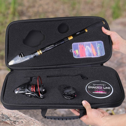 Sougayilang Fishing Rod Combos with Telescopic Fishing Pole Spinning Reels Fishing Carrier Bag for Travel Saltwater Freshwater Fishing(2.4M/7.87FT)