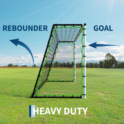 5-in-1 Soccer Rebounder Net, 7x5Ft OR 12x6Ft Soccer Goal Training, Large Ultra-Responsive Football Net for Powerful, High Low Passing, Ball Control Practice