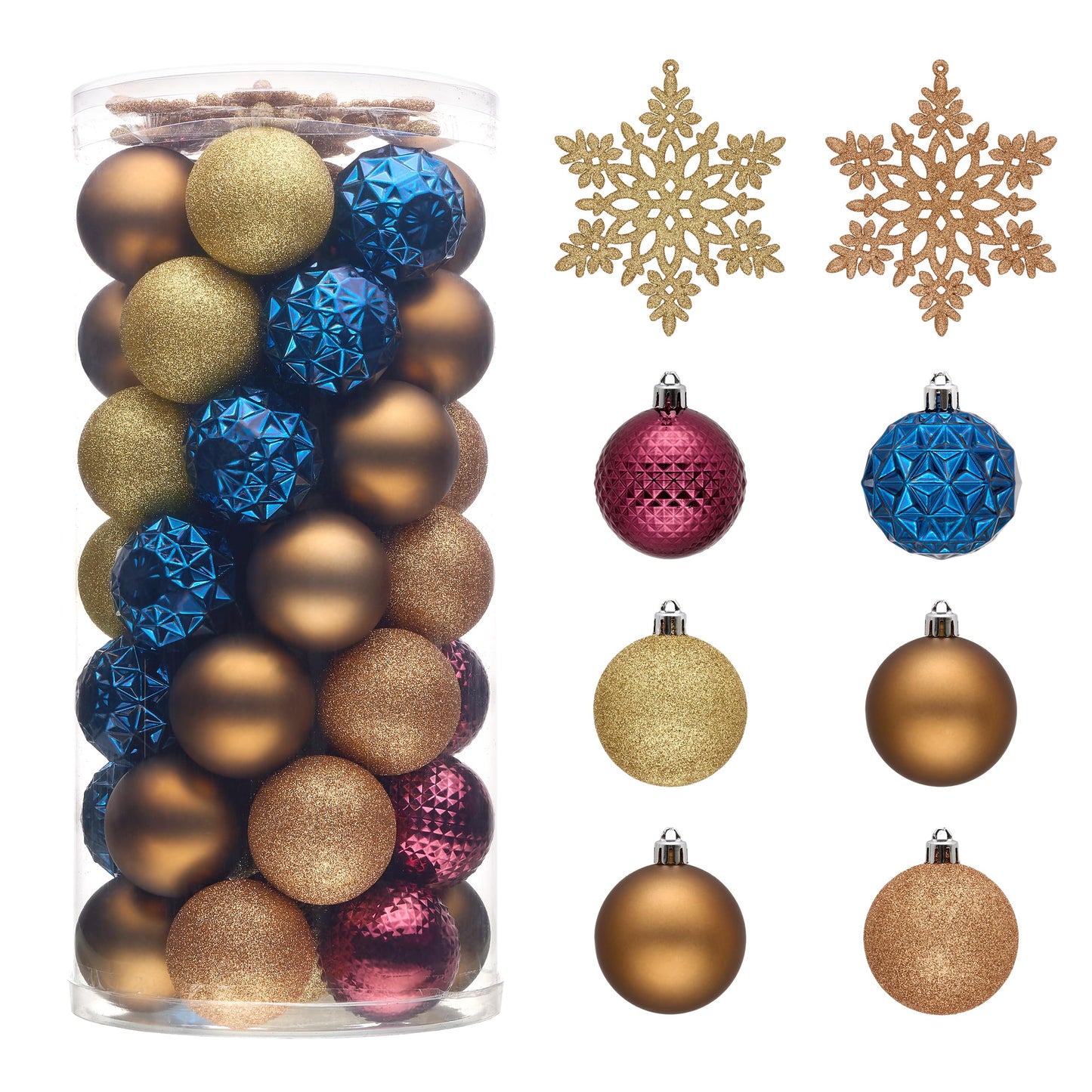Valery Madelyn Christmas Tree Decorations Ornament Set, 50ct 2 Inches Bronze Copper Purple Shatterproof Christmas Ball Ornament Hanging Xmas Holiday Party Decor