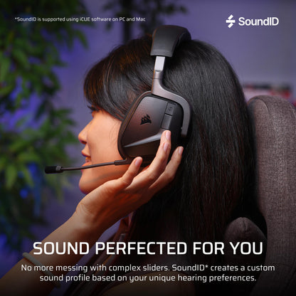 Corsair Void v2 MAX Wireless Gaming Headset for PC, PS5, PS4, Switch, Mobile - Simultaneous 2.4GHz+Bluetooth, Dolby Atmos, Sonarworks SoundID, 70Hr Battery, Fast Charging, Clear Microphone - Carbon