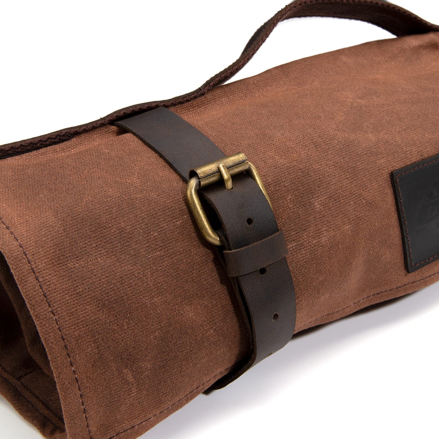 Dickies Chef Knife Roll Bag Portable Organizer and Cutlery Storage Roll, Waxed Canvas and Leather, Medium