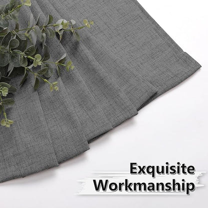 Tollpiz Linen Curtains Living Room Rod Pocket Semi Sheer Curtain Burlap Light Filtering Thick Linen Drapes for Bedroom, 38 x 63 inches Long, Dark Grey, Set of 2 Panels