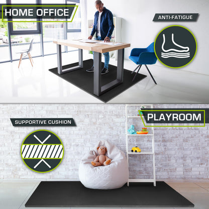 ProsourceFit Weaved Pattern Extra Thick Exercise Puzzle Mat 1-inch, EVA Foam Interlocking Tiles for Protective, Cushioned Flooring for Home and Gym Equipment; Black, 24 SQ FT, 6 Tiles