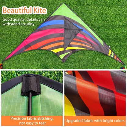 Mint's Colorful Life 3 Pack Delta Kites for Kids & Adults, Extremely Easy to Fly Kite, Best Kite for Beginner(Green & Rainbow & Blue)