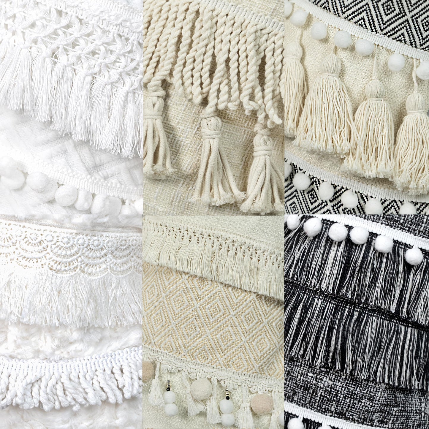 BHD BEAUTY 2025 New Farmhouse Bohemian Style Christmas Stocking Set of 6 Tassel Xmas Stocking Boho Macrame Decorations Mantel Hanging Ornament for Xmas Holiday Party