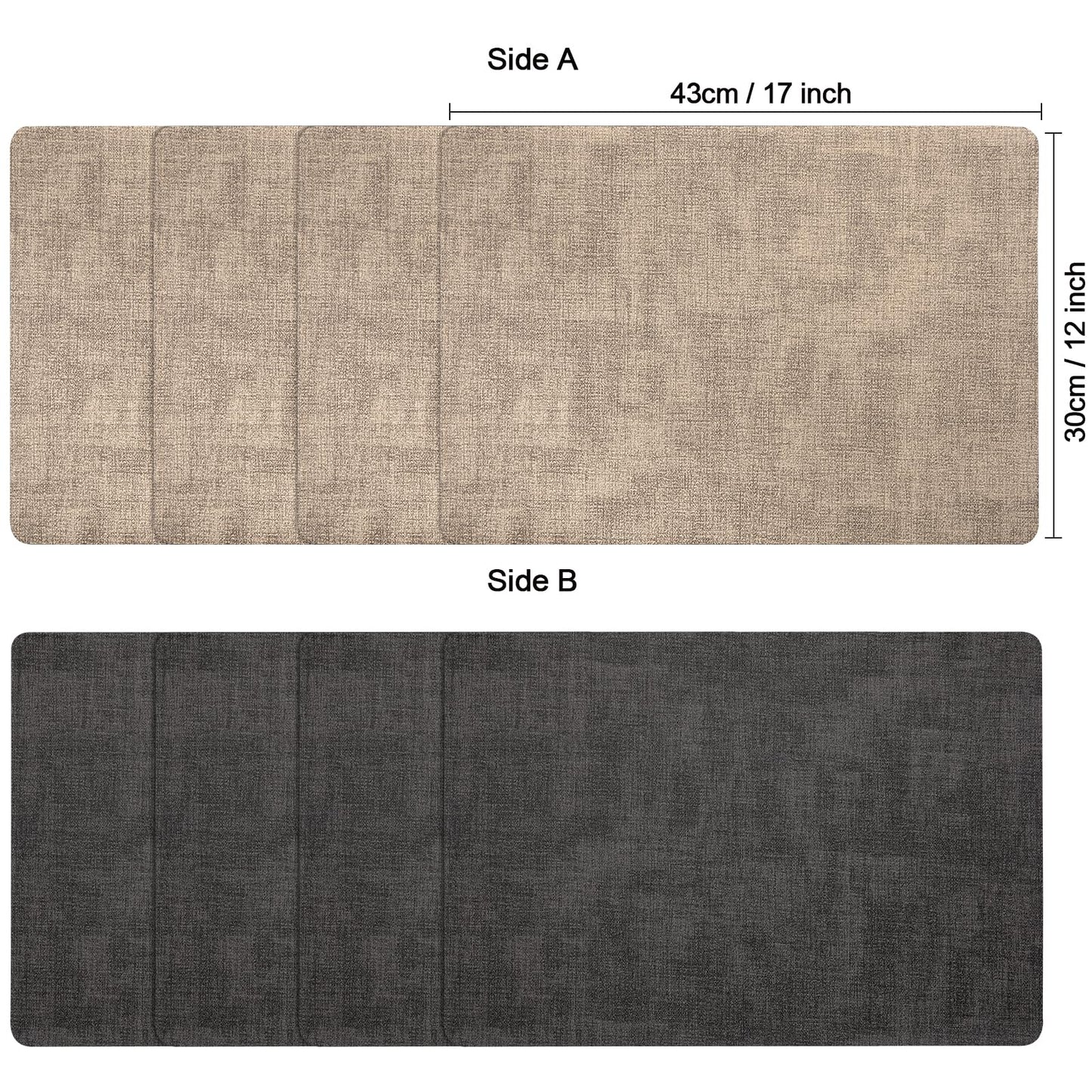 Myir JUN Placemats Dual Sided, Faux Leather Place Mats Set of 6 Indoor Placemat for Dining Table Outdoor Place Mat Manteles Individuales Square Non-Slip Washable Table Mats (Gray Beige, Set of 6)