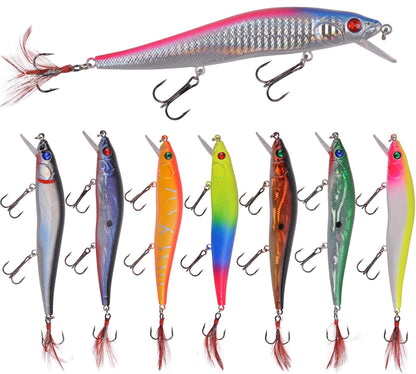 Fishing Lures Kit Crankbait Minnow Hard Bait Set Deep Diving Jerkbait Swimbait Popper Pencil Walleye Lures Artificial Fishing Bait for Bass Trout Redfish Saltwater Freshwater Fishing Lure