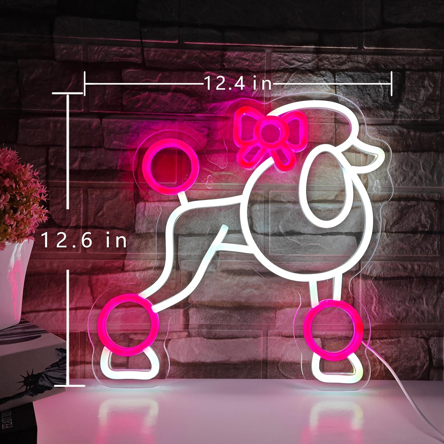 Poodle Neon Sign - Cute Animal Decor for Bedroom, Kids Room, Art Wall - Pink Neon Light Gift for Dog Lovers by JIARODEY