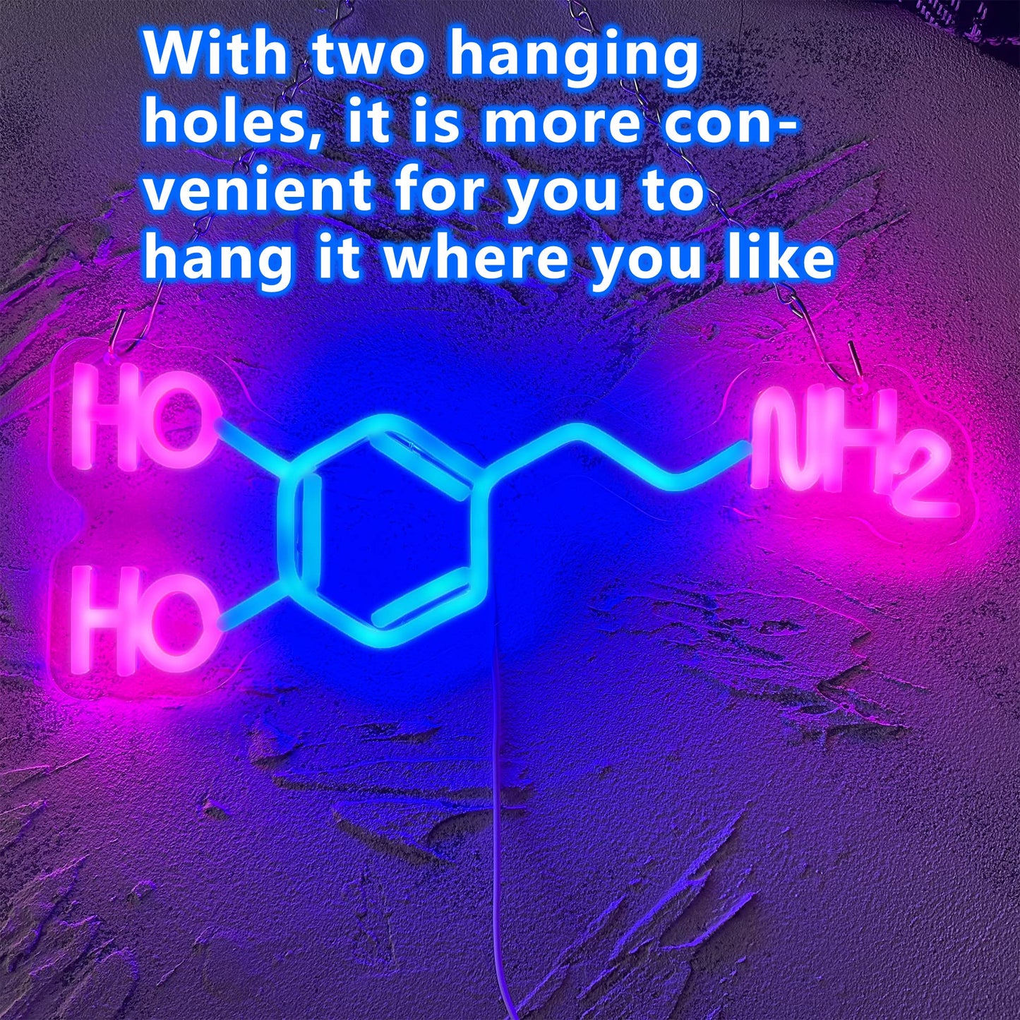 Dopamine Molecule Neon Sign Dimmable LED Light Up Wall Decor Science Chemistry Structure Art Aesthetic Happy Hormone Sign for Lab, Office, Classroom Graduation Christmas Gift(16.3 * 6.5in)