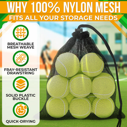 Mesh Bags Drawstring 5Pcs 11,8 х7.48'' – Strong, Lightweight, Breathable Mesh Bag with Quick-Dry and Tear-Resistant Design – Easy to Tighten and Adjust for Travel, Sports, Swimming, and Ball Storage
