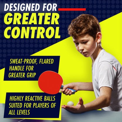 NIBIRU SPORT Professional Ping Pong Paddle Set (4-Player) - Table Tennis Paddles Set of 4 with Retractable Net, 6 Balls, and Carry Bag/Storage Case - Table Tennis Equipment & Ping Pong Accessories