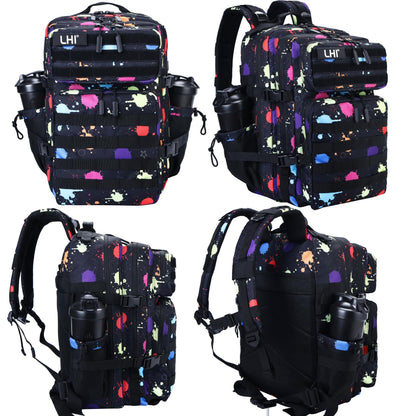LHI Military Tactical Backpack for Men and Women 45L Army 3 Days Assault Pack Bag Large Rucksack with Molle System - Fluorescent Tie Dye