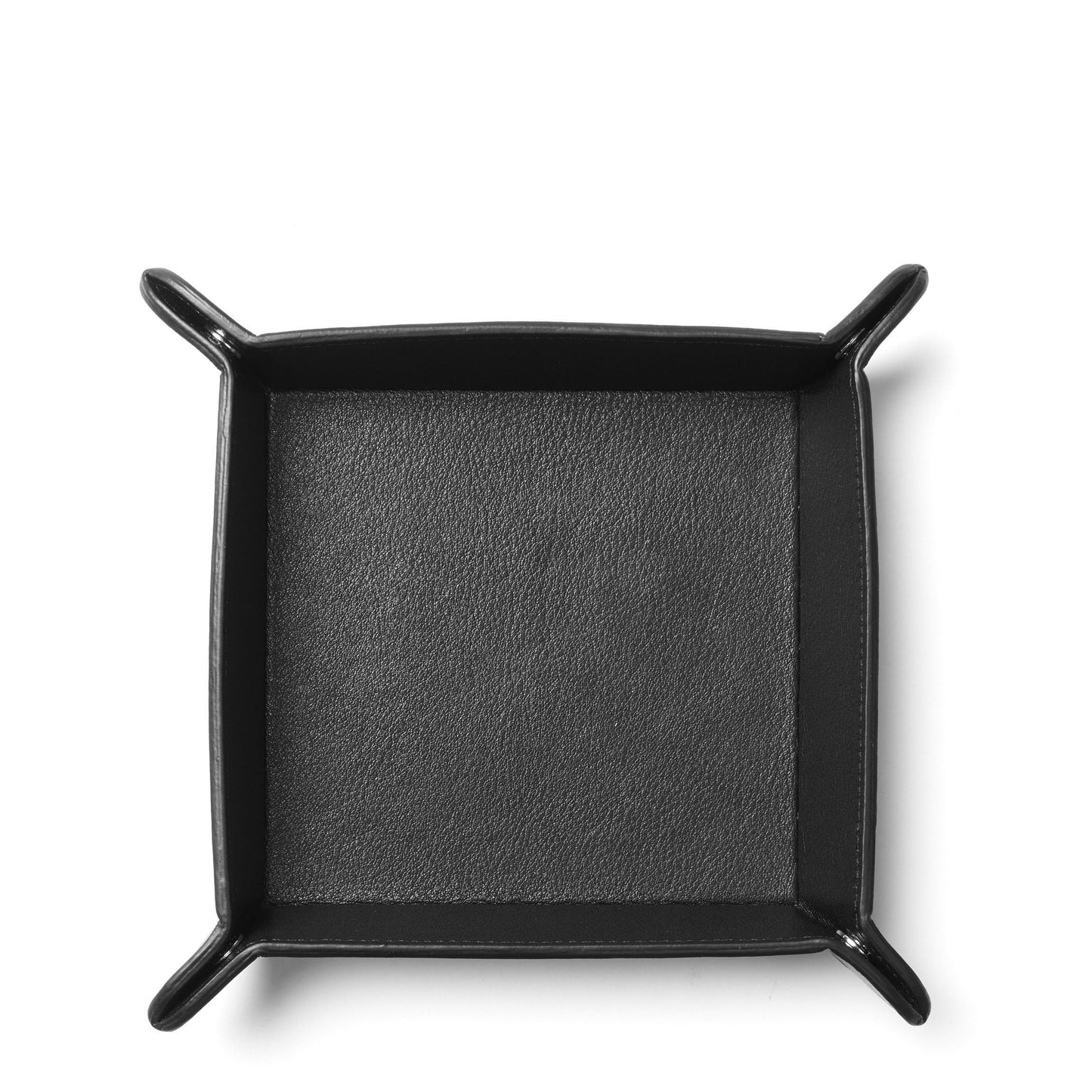 Leatherology Black Onyx Rectangle Valet Tray – Travel-Friendly Catchall Organizer with Snap Corners, Stitched Edge Detail & Gift Box – Desk Tray for Keys, Wallet, Watch & Accessories