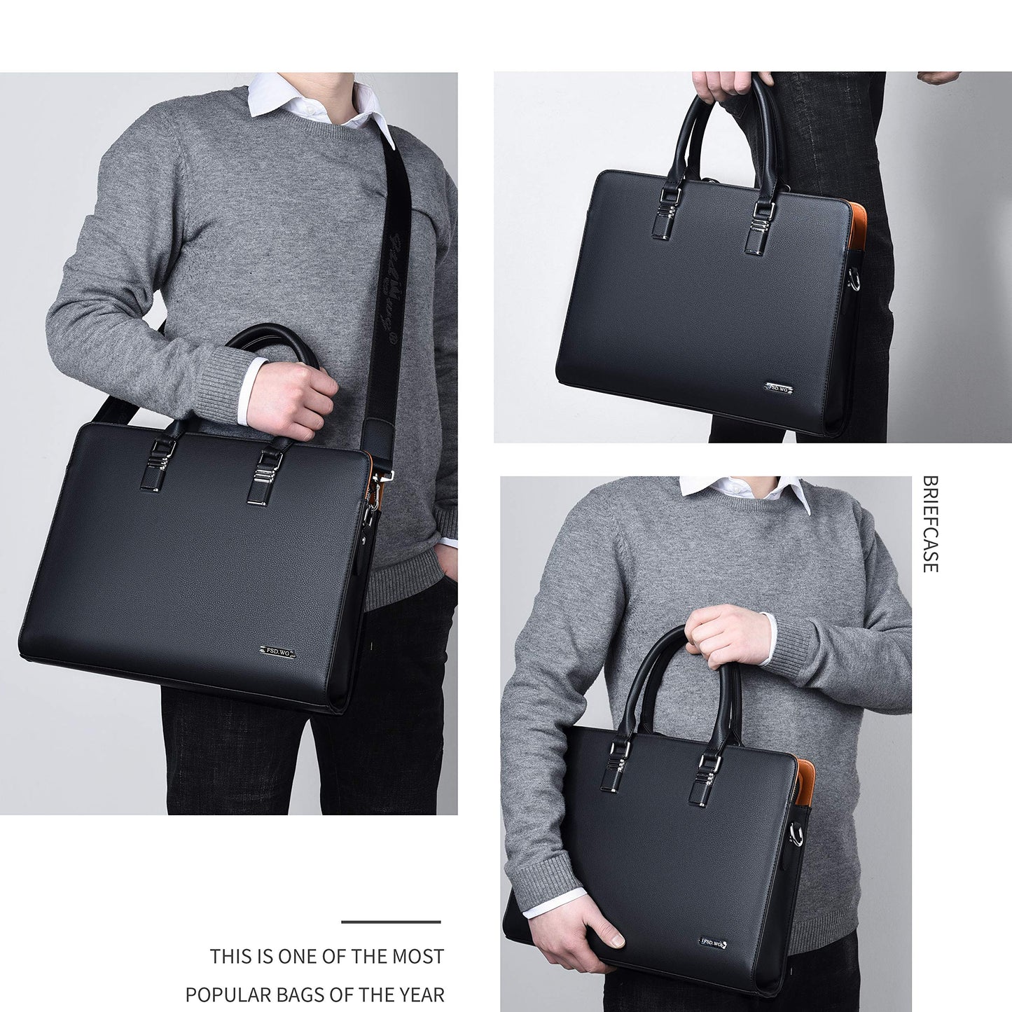 FSD.WG]Business Bag Leather Briefcase Shoulder Laptop Business Bag for Men